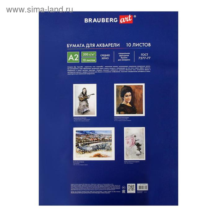 Папка для акварели А2, 400 х 590 мм, 10 листов, блок 200 г/м2 бумага по ГОСТ 7277-77