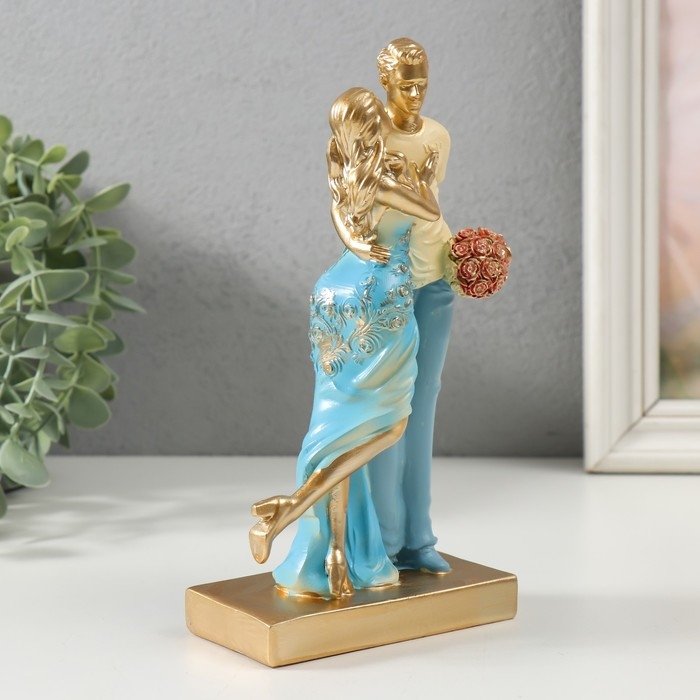 Сувенир полистоун Сувенир полистоун "Нежная встреча" бело-голубой 6х8х19,5 см