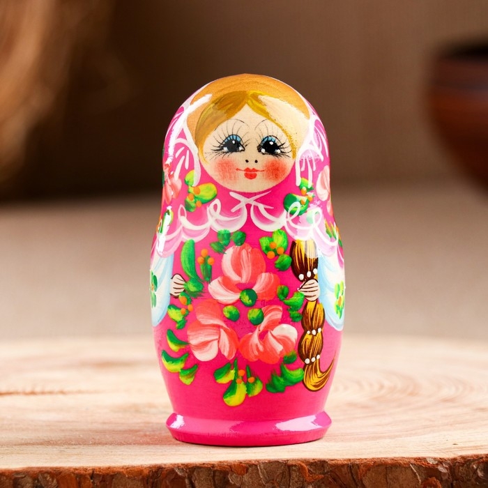 Матрёшка &laquo;Розочки&raquo;,  розовое платье, 5 кукольная, 10 см