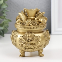 Нэцкэ полистоун под бронзу "Чаша богатства с драконом" 9х9х11 см Нэцкэ полистоун под бронзу "Чаша богатства с драконом" 9х9х11 см