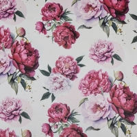 Бумага упаковочная, крафт "Букет пионов", 70 х 100 см, Бумага упаковочная, крафт "Букет пионов", 70 х 100 см,