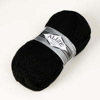 Пряжа "Superlana Maxi" 75% акрил, 25% шерсть 100м/100гр (60 чёрный)