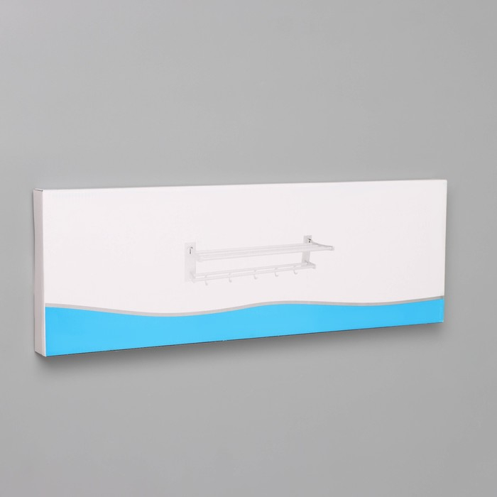 Полка откидная с держателем полотенец, 5 двигающихся крючков, 59,5×20,5×15 см, алюминий Полка откидная с держателем полотенец, 5 двигающихся крючков, 59,5×20,5×15 см, алюминий