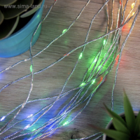 Гирлянда &laquo;Конский хвост&raquo; 15 нитей по 2 м, IP20, серебристая нить, 300 LED, свечение мульти, 220 В