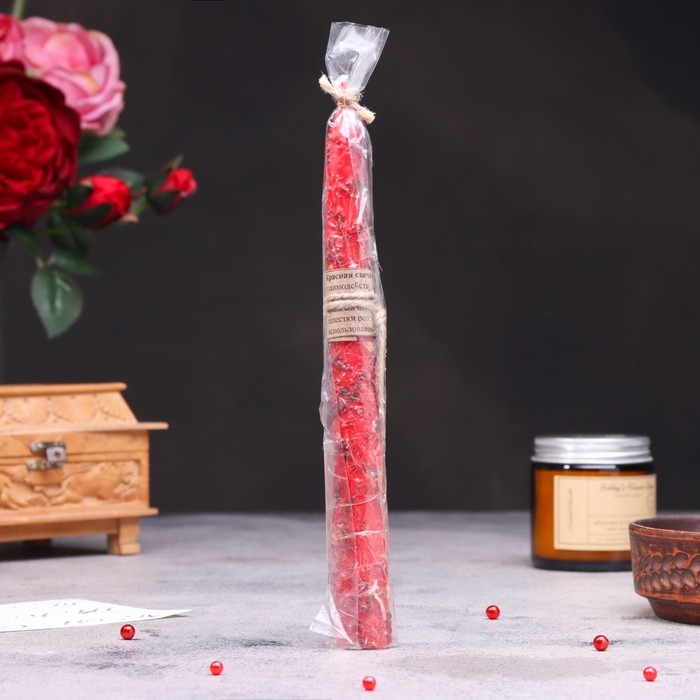 Свеча магическая Свеча магическая "Любовная магия" с травой, красная, 20см