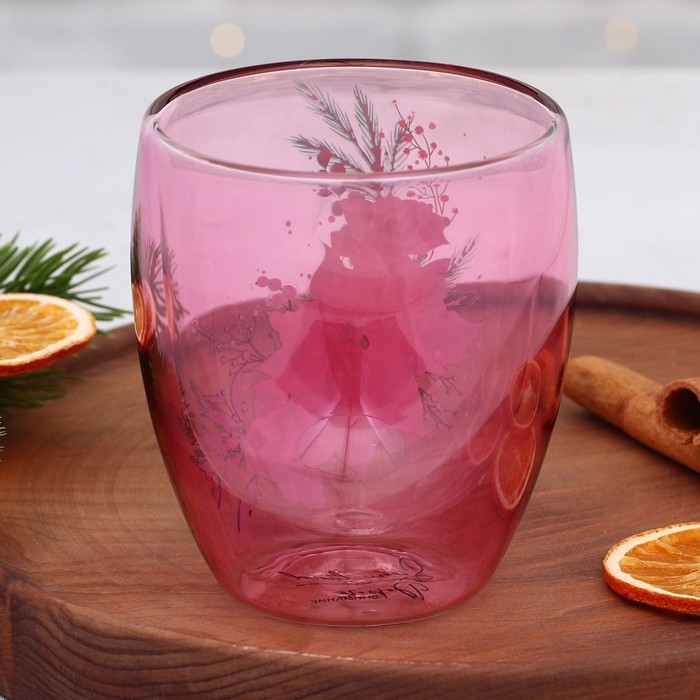 Новый год. Стакан с двойными стенками &laquo;Розовая сказка&raquo;, 300 мл