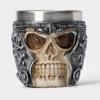 Стопка из нержавеющей стали &laquo;Череп в шлеме. Хэллоуин&raquo;, 70 мл, цвет серебряный