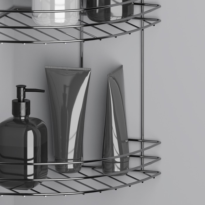 Полка для ванной угловая 3-х ярусная, 19&times;19&times;41 см, цвет хром