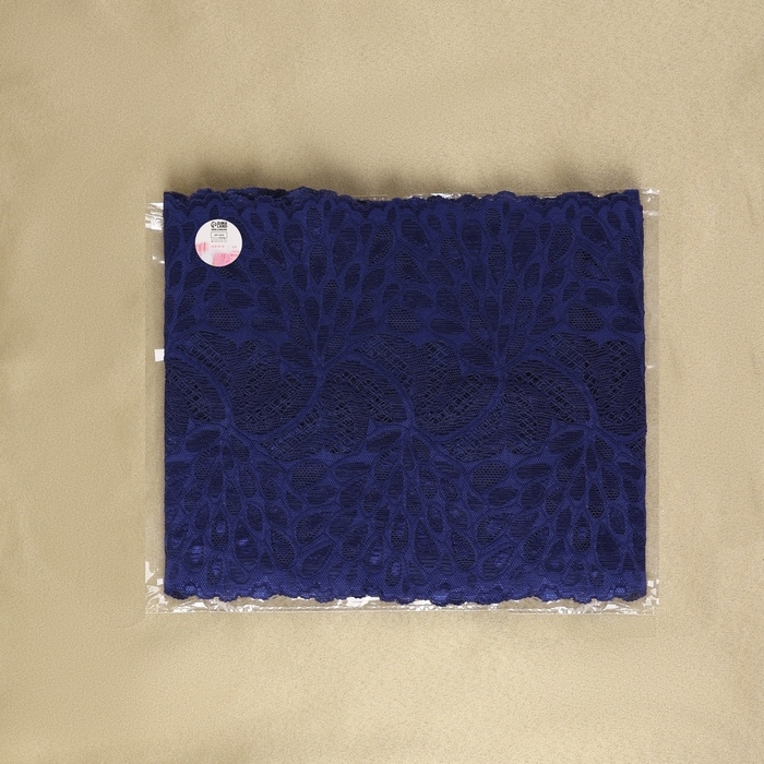 Кружевная эластичная ткань &laquo;Павлиний хвост&raquo;, 180 мм &times; 2,7 &plusmn; 0,5 м, цвет тёмно-синий