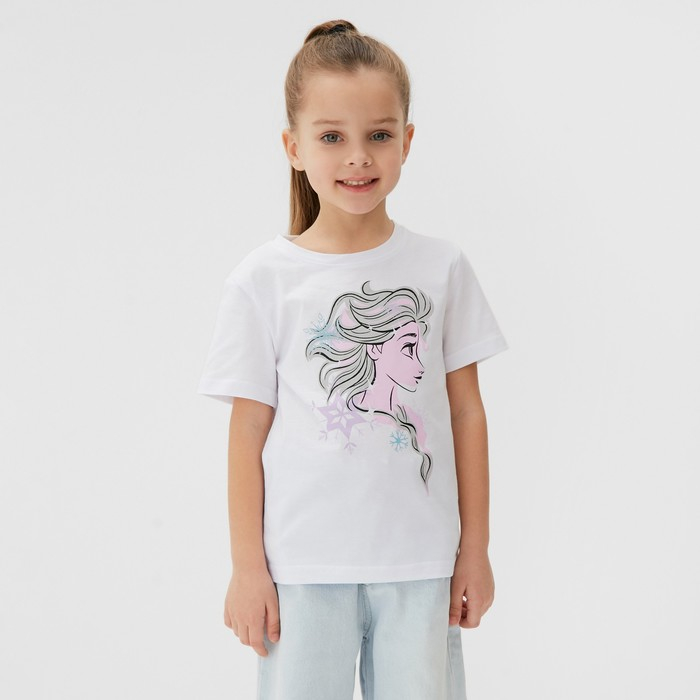 Футболка детская &laquo;Эльза&raquo;, Холодное сердце, рост 122-128, белый