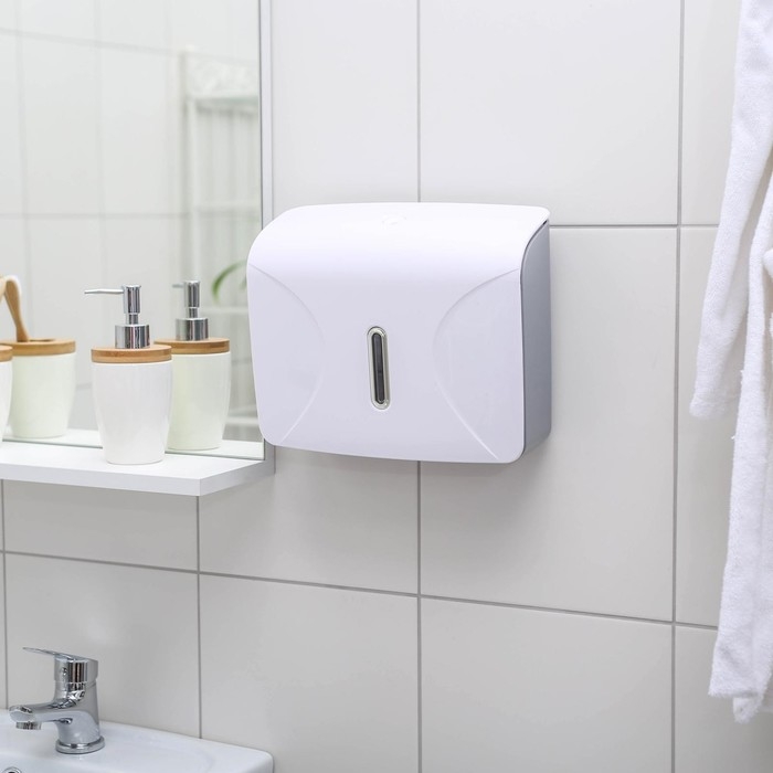 Диспенсер для бумажных полотенец в листах, пластик, 21,5&times;9&times;26,5 см, цвет белый