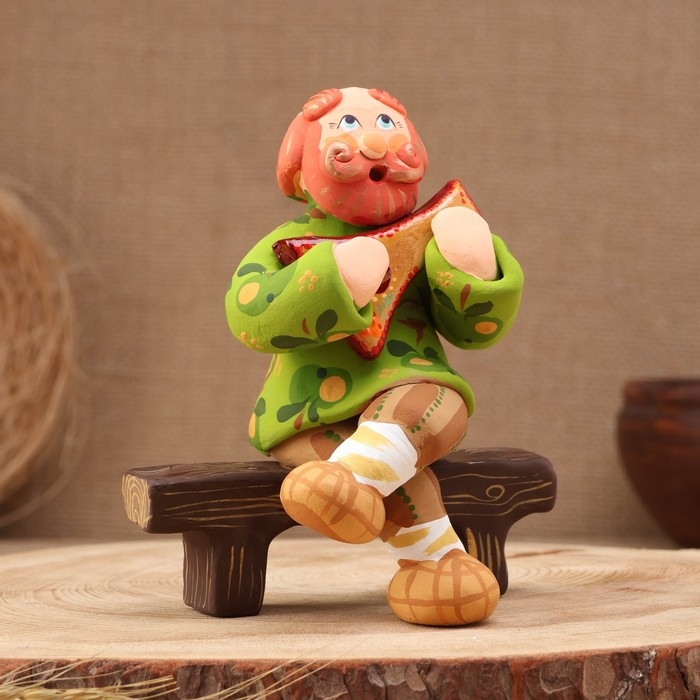 Ковровская игрушка Ковровская игрушка "Скамейка Дед с балалайкой", керамика