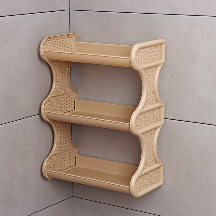 Полка для ванной комнаты Rattan, 3-х ярусная, 32×17×41,8 см, цвет морской песок Полка для ванной комнаты Rattan, 3-х ярусная, 32×17×41,8 см, цвет морской песок
