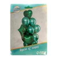 Букет из шаров &laquo;Хром&raquo;, фольга, латекс, набор 14 шт, цвет зелёный