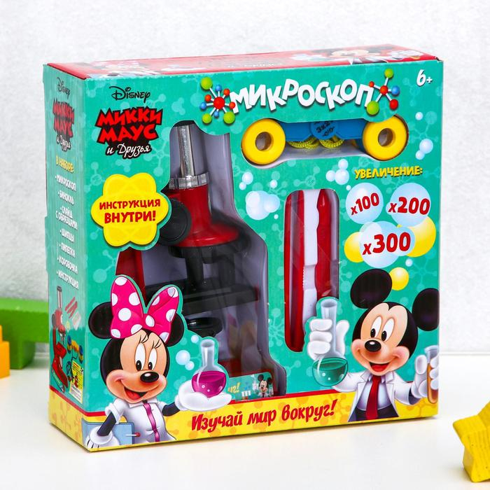 Микроскоп &laquo;Микки Маус и друзья&raquo;, с биноклем и пинцетами, цвет МИКС