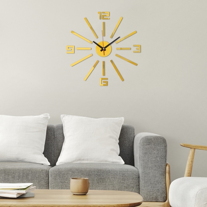 Часы настенные интерьерные, 3d "Лучи", бесшумные, наклейка, большие, d-40 см