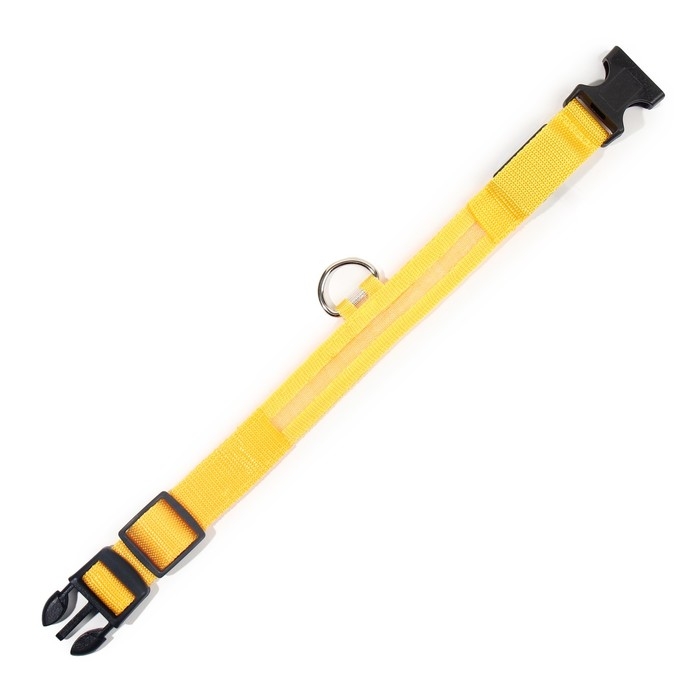 Ошейник с подсветкой размер S, ОШ 35-43 х 2,5 см, 3 режима свечения жёлтый Ошейник с подсветкой размер S, ОШ 35-43 х 2,5 см, 3 режима свечения жёлтый