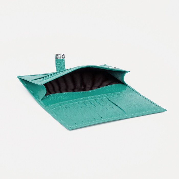 Кошелёк женский на кнопке, цвет бирюзовый