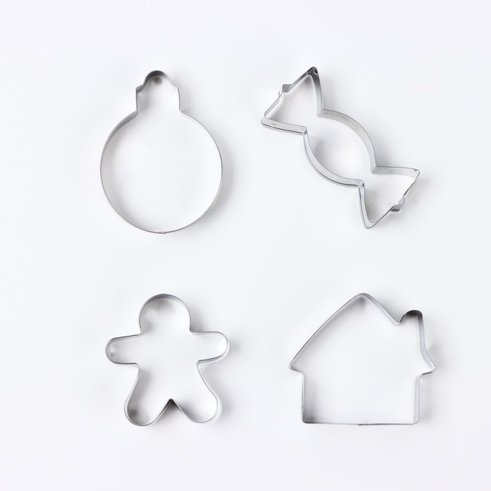 Новый год. Набор форм для печенья &laquo;Новогодняя почта&raquo;, металл, 4 шт