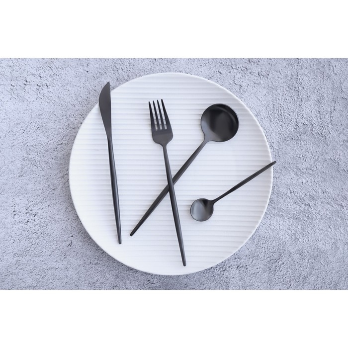 Ложка столовая из нержавеющей стали Magistro «Фолк», длина 21 см, цвет чёрный Ложка столовая из нержавеющей стали Magistro «Фолк», длина 21 см, цвет чёрный