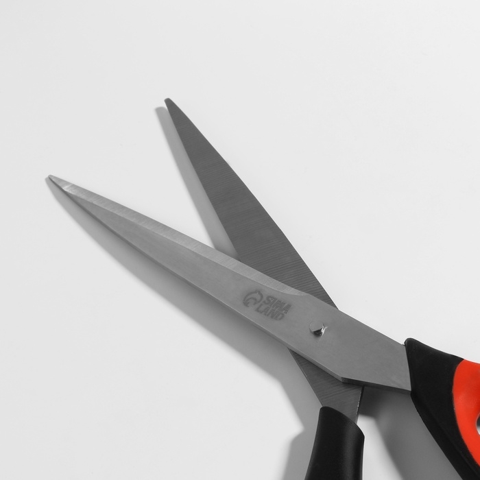 Ножницы универсальные, скошенное лезвие, 26,5 см, цвет чёрный/красный