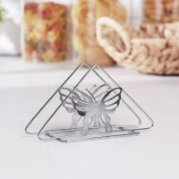 Салфетница Доляна &laquo;Бабочки&raquo;, 6&times;14&times;8 см, цвет хром