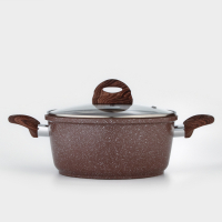 Кастрюля Доляна &laquo;Брауни&raquo;, 3,3 л, d=24 см, h=10 см, стеклянная крышка, антипригарное покрытие, индукция
