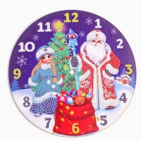 Алмазная мозаика на новый год для детей с частичным заполнением на часах &laquo;Новый Год!&raquo;, 20 х 20 см, новогодний набор для творчества