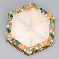 Коробка складная &laquo;Хвоя, хлопок, апельсины&raquo;, 23 х 23 х 4 см, Новый год