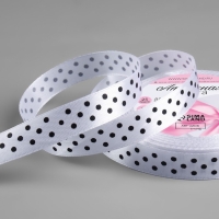 Лента атласная «Горошек», 15 мм × 23 ± 1 м, цвет белый №001 Лента атласная «Горошек», 15 мм × 23 ± 1 м, цвет белый №001