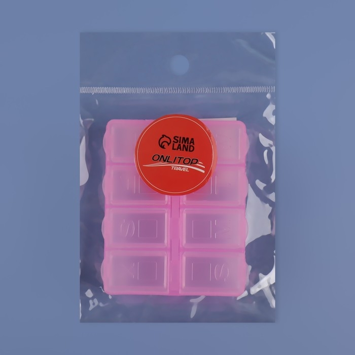 Таблетница, английские буквы, 7,4 &times; 6,2 &times; 2,1 см, 8 секций, цвет МИКС