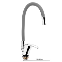 Смеситель для кухни ZEIN Z2115, однорычажный, гибкий излив, картридж 40 мм, серый/хром Смеситель для кухни ZEIN Z2115, однорычажный, гибкий излив, картридж 40 мм, серый/хром