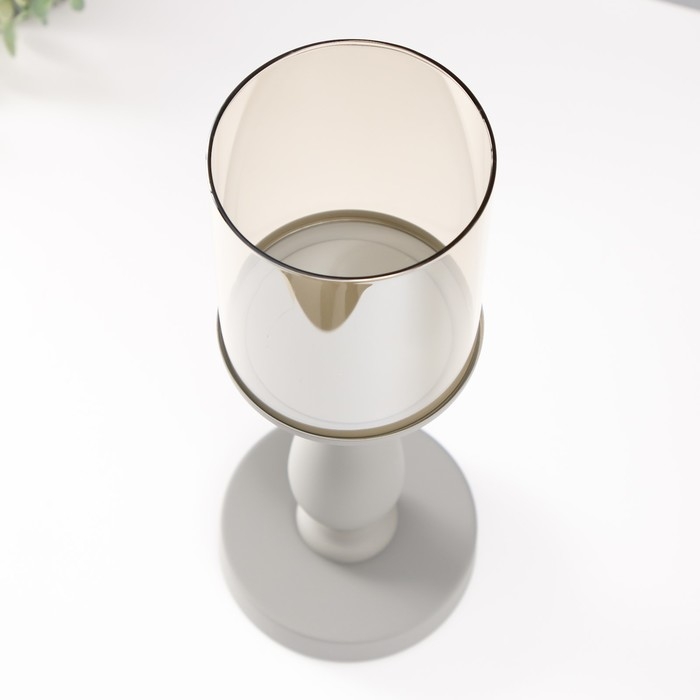 Подсвечник металл на 1 свечу d=10 см Подсвечник металл на 1 свечу d=10 см "Воланд" серый 11х11х36 см