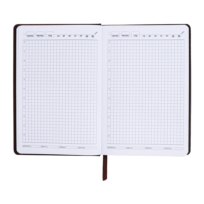 Ежедневник недатированный, А5, 140л, клетка, обл.кожзам, Зеленый