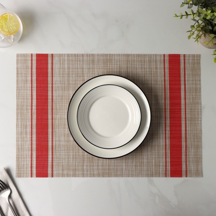 Салфетка сервировочная на стол «Две полосы», 45×30 см, цвет красный Салфетка сервировочная на стол «Две полосы», 45×30 см, цвет красный