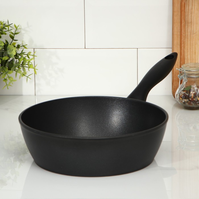 Сковорода &laquo;Надежда&raquo;, d=24 см, h=7,4 см, пластиковая ручка, антипригарное покрытие, цвет чёрный