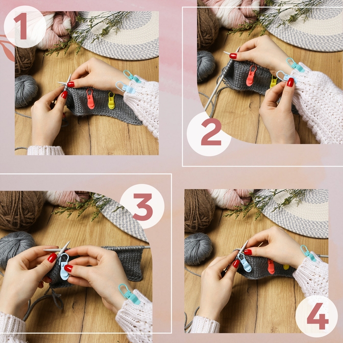 Набор маркеров для петель, с держателем, 4,5 см, 10 шт, цвет МИКС Набор маркеров для петель, с держателем, 4,5 см, 10 шт, цвет МИКС