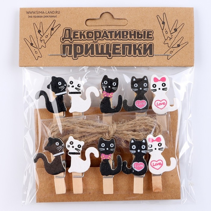 Набор декоративных прищепок &laquo;Кошечки&raquo; набор 10 шт.