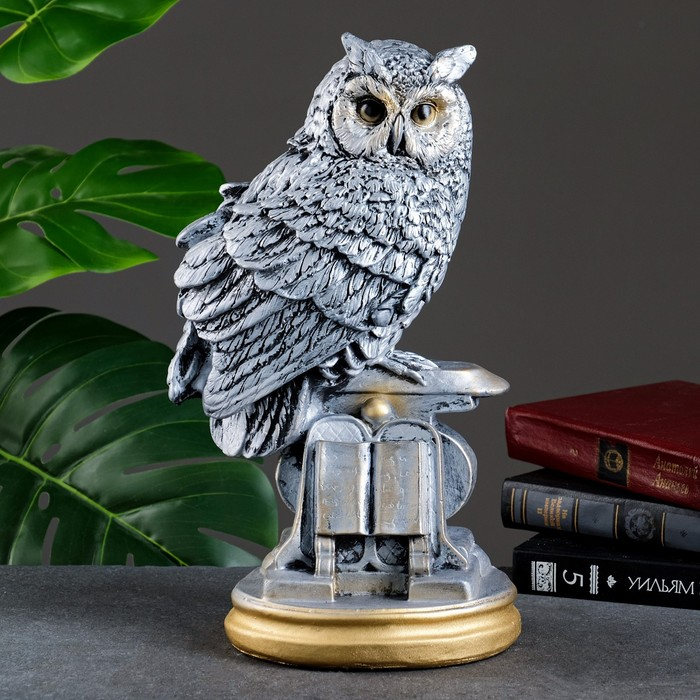 Копилка Копилка "Сова с книгой" серебро, 21х17х35см