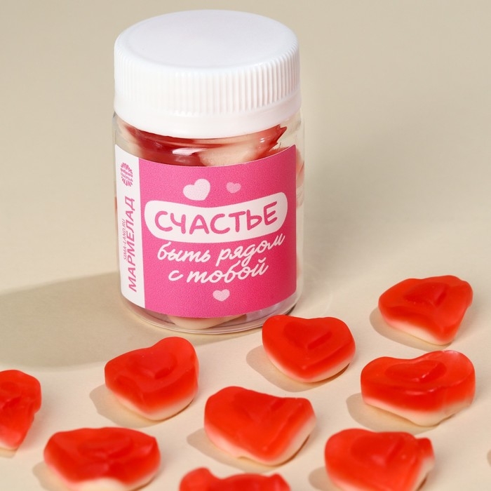 Мармелад сердечки &laquo;Быть рядом&raquo; в банке, 50 г.
