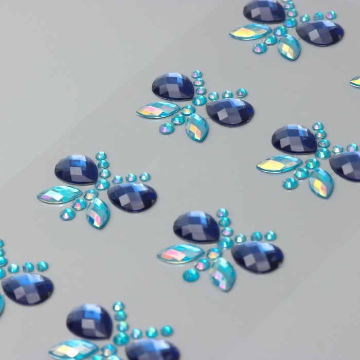 Наклейка пластик стразы "Яркие бабочки" МИКС 10х23 см