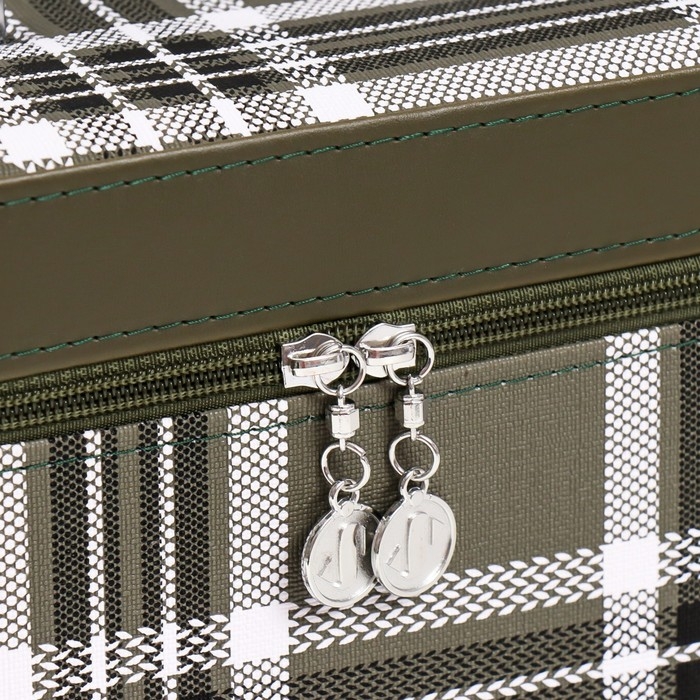 Шкатулка кожзам с зеркалом Шкатулка кожзам с зеркалом "Клетка. Зелёный" набор 3 шт 18х10х12,5 21х13х15,5 23х15х18,5 см