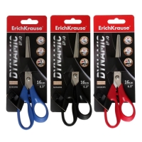 Ножницы ErichKrause Dynamic, 16 см, лезвия из нержавеющей стали, ударопрочный пластик, европодвес, МИКС