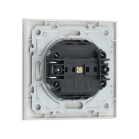 Розетка одноместная TOT Glossy Glass, 10 А, скрытая, без з/к, стекло, серебристая