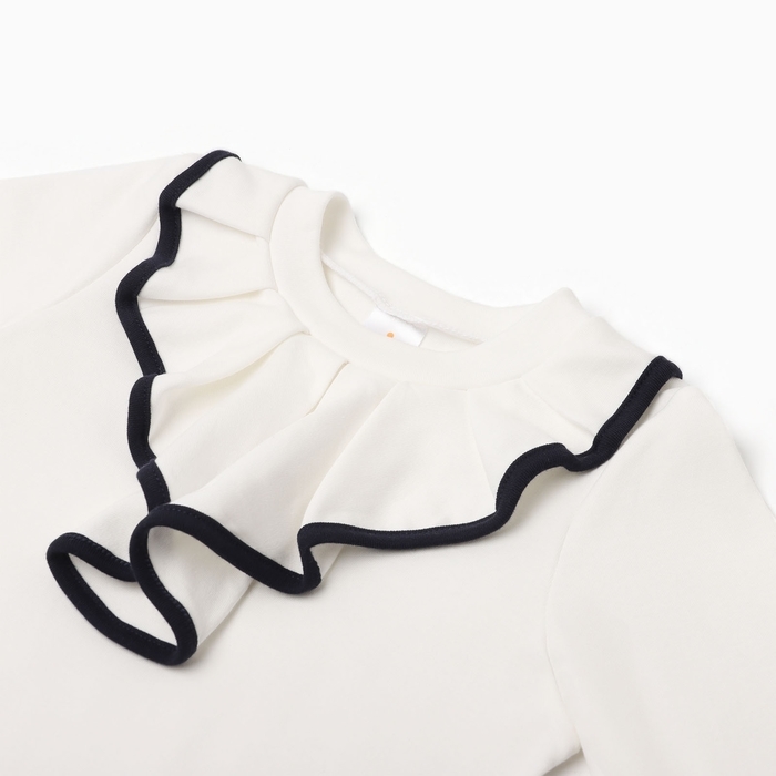 Джемпер для девочки школьный, цвет молочный, рост 122 см