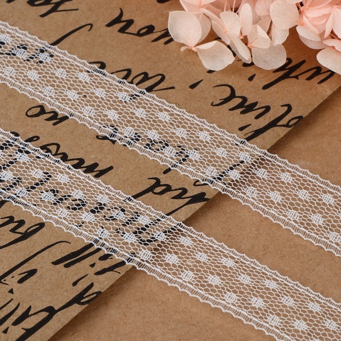 Кружево капроновое, 15 мм &times; 10 &plusmn; 1 м, цвет белый