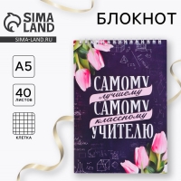 Блокнот &laquo;Самому лучшему учителю&raquo; на гребне, формат А5, 40 листов