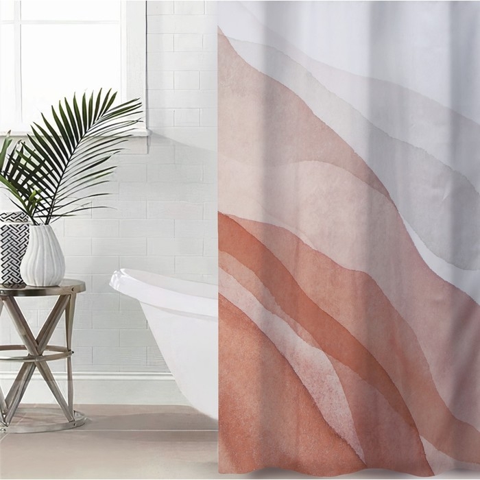 Штора для ванны Доляна &laquo;Беж&raquo;, с люверсами, 180&times;180 см, полиэстер