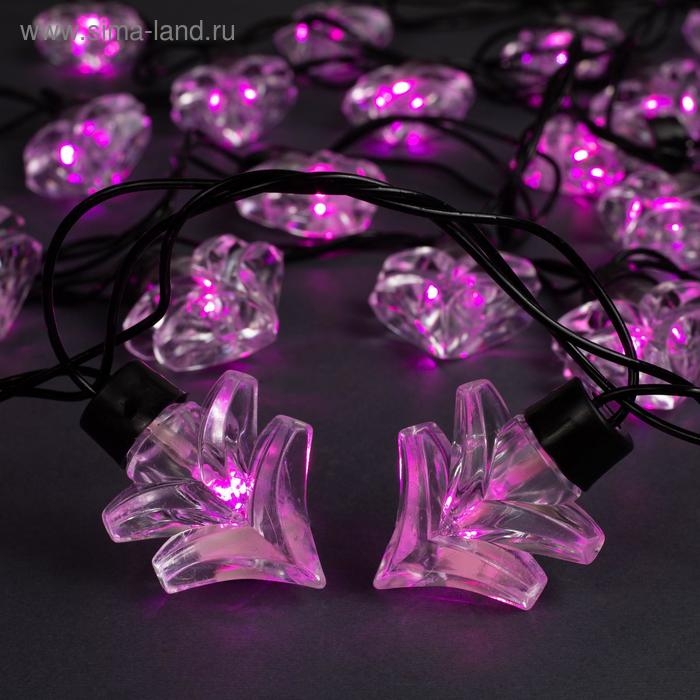 Гирлянда «Нить» 5 м с насадками «Ёлка», IP44, тёмная нить, 40 LED, свечение розовое, 8 режимов, 220 В Гирлянда «Нить» 5 м с насадками «Ёлка», IP44, тёмная нить, 40 LED, свечение розовое, 8 режимов, 220 В