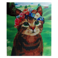 Алмазная мозаика с частичным заполнением на подрамнике &laquo;Кот в венке&raquo;, 50 x 60 см